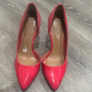 Jessica Simpson Hot Pink Patent Pointed Pumps
